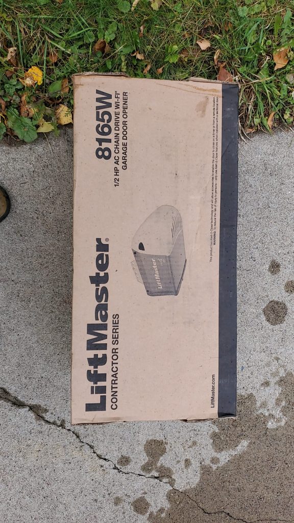 LiftMaster 8165W garage door opener ready for installation in Minnesota by David's Urgent Garage Door Service