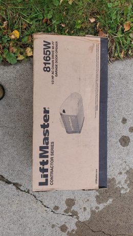 LiftMaster 8165W garage door opener ready for installation in Minnesota by David's Urgent Garage Door Service